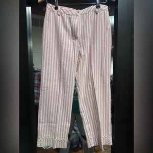 Sigrid Olsen Pink and White Striped Cropped Pants